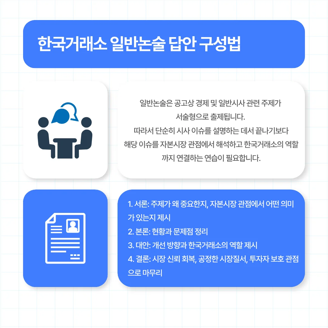 한국거래소 일반논술 답안 구성법