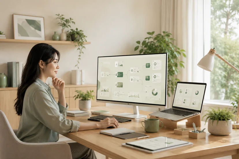 AI 기반 데이터 운영 구조와 자동화된 디지털 관리 환경을 표현한 이미지