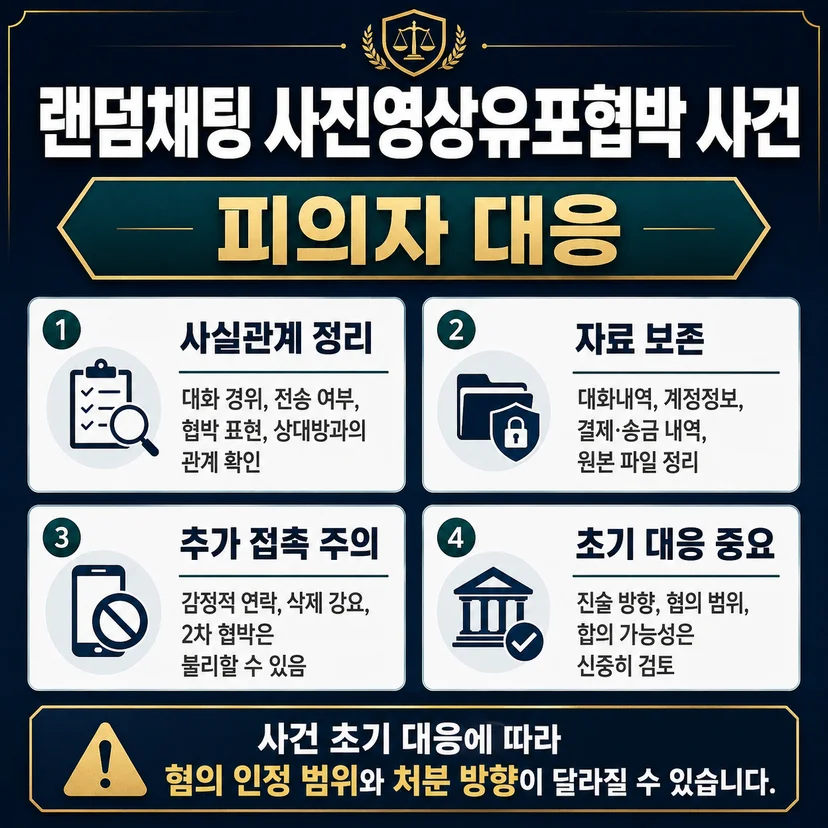 랜덤채팅 사진영상 유포협박 사건 피의자 대응