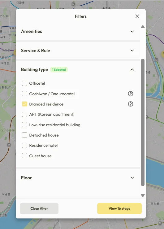 Select Branded Residence to find co-living spaces