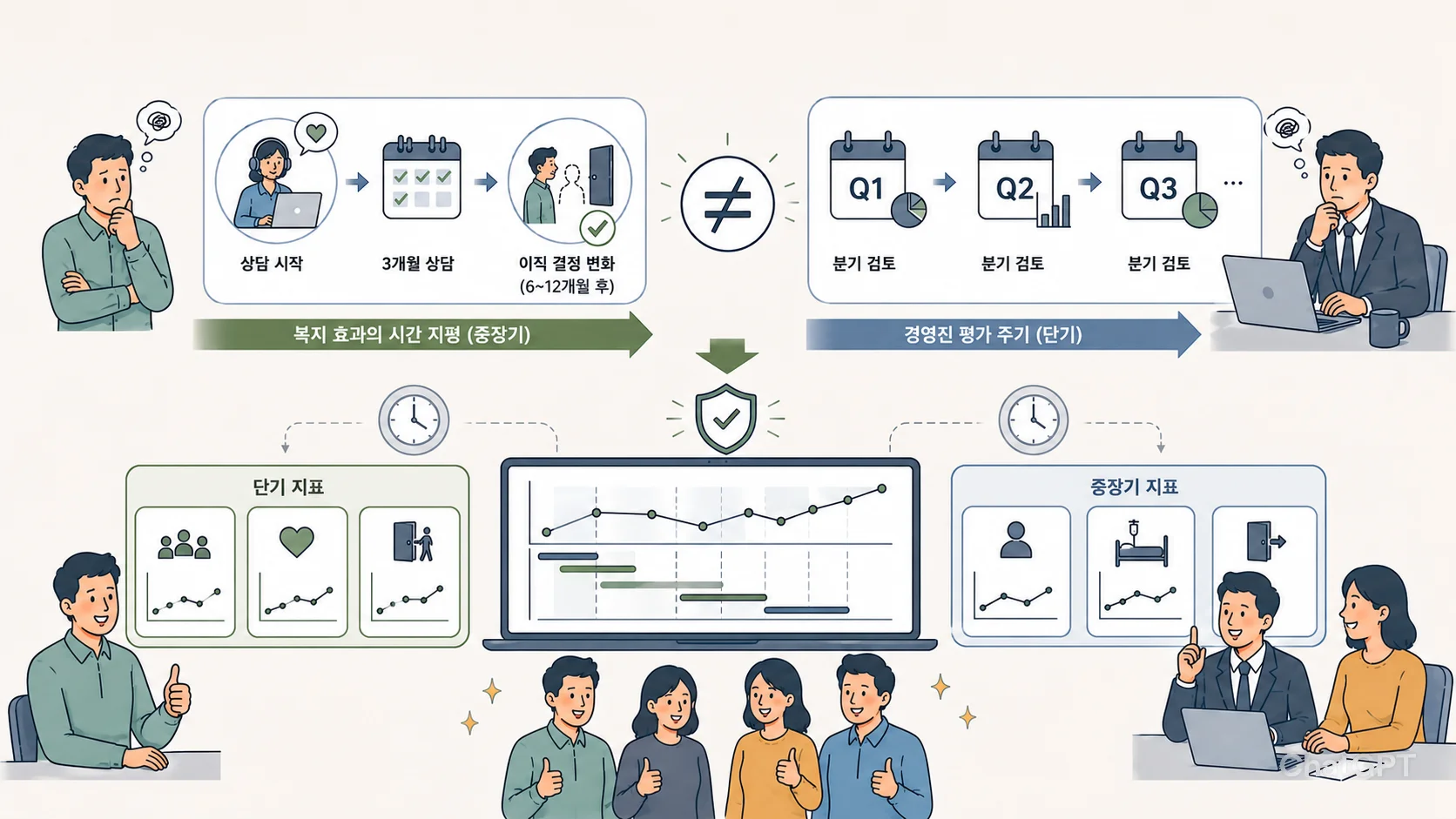 복지 효과 측정을 위해서는 측정하고자 하는 지표의 시간의 단위를 일치시키는 것이 중요하다
