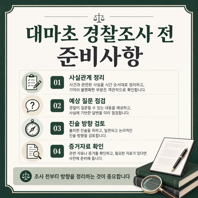 대마초 경찰조사 전 준비사항