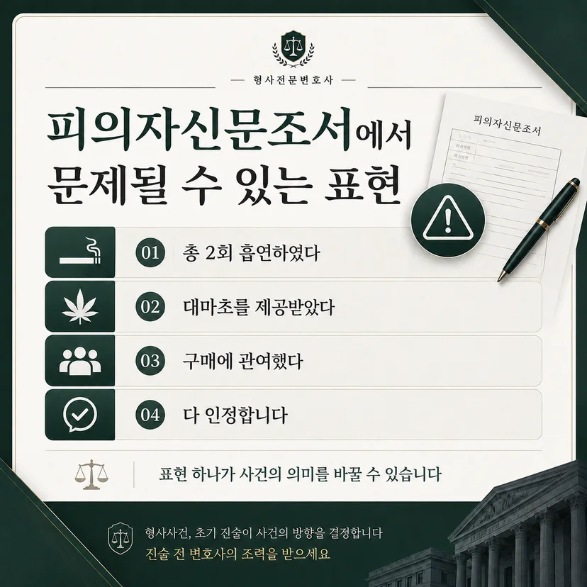 피의자 신문조서에서 문제될 수 있는 표현