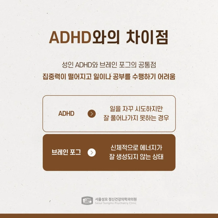 ADHD 브레인포그 차이