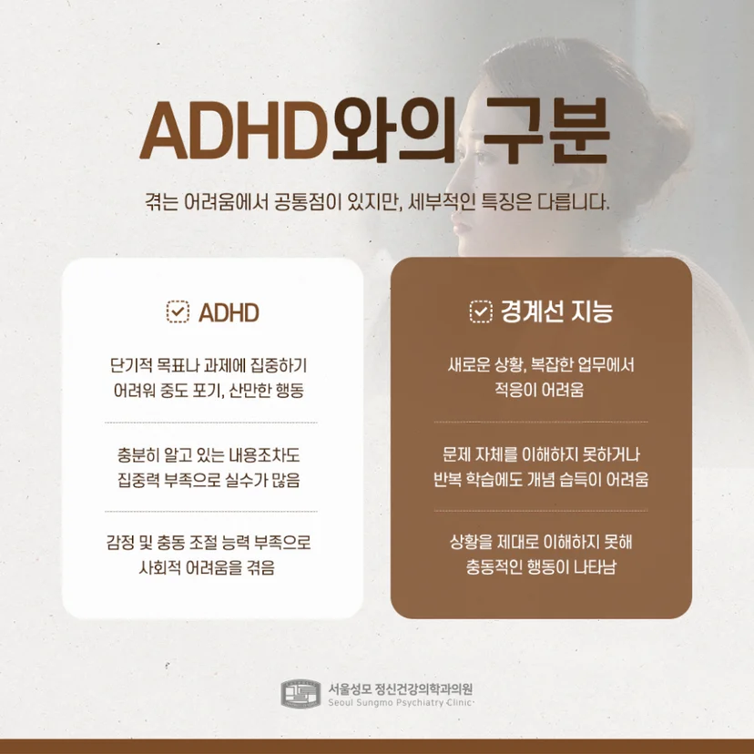 경계선지능 ADHD 차이점