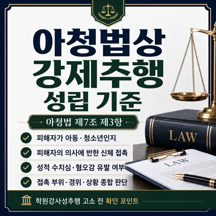 학원강사성추행 사건에서 강제추행(폭행이나 협박을 이용한 추행) 인정 기준