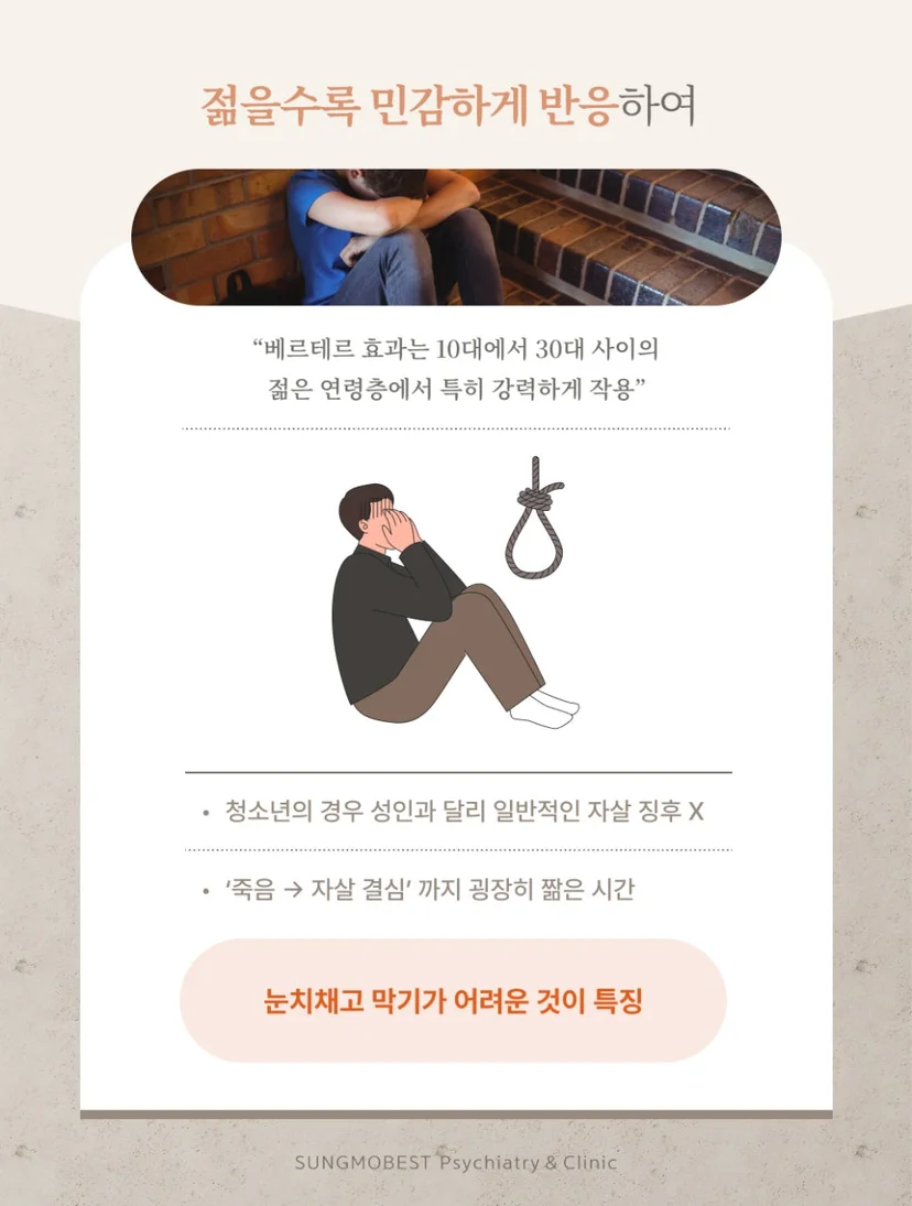 젊은 연령층에서 더욱 강한 베르테르 효과