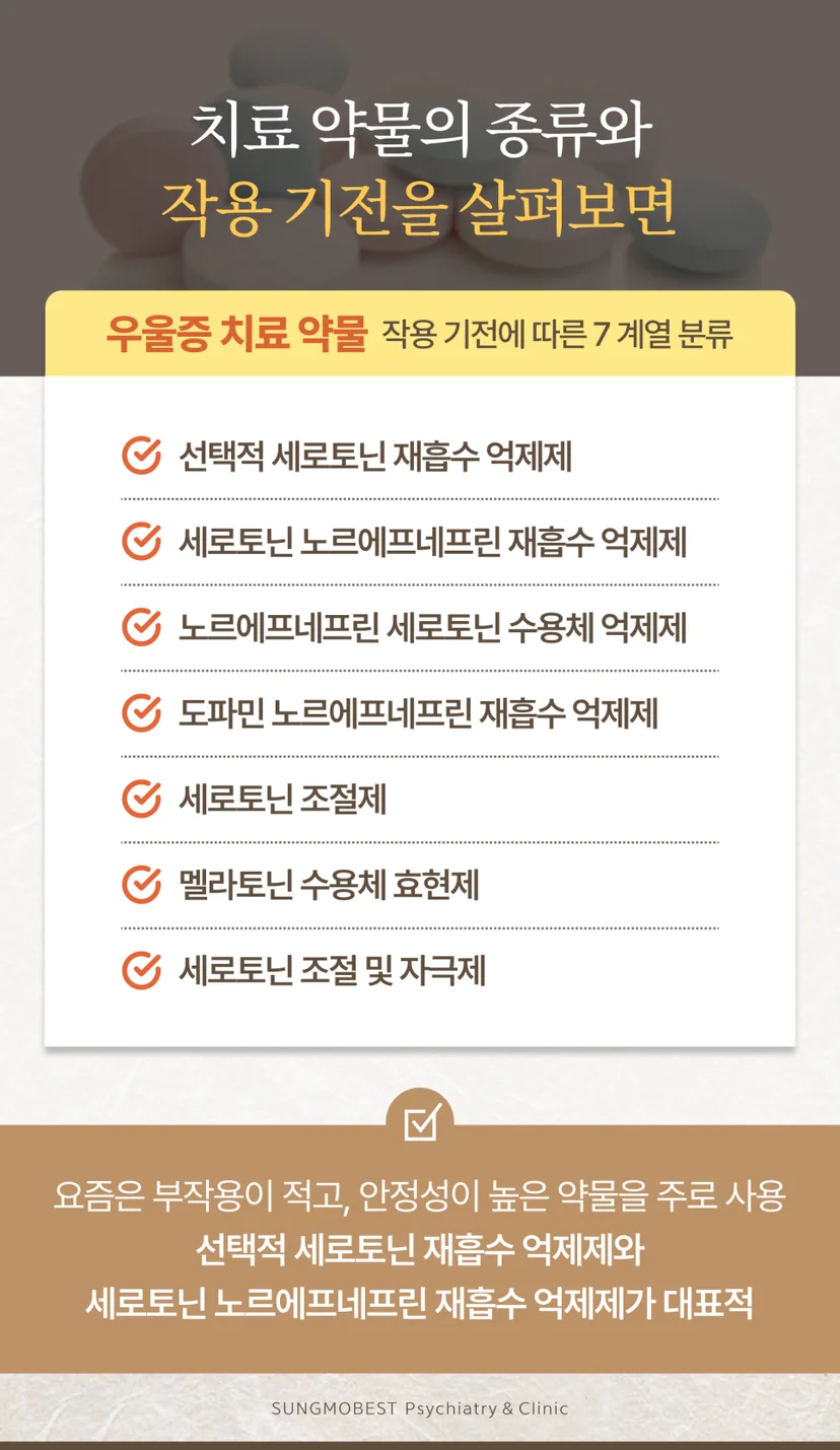우울증 치료 약물 종류 및 작용 기전