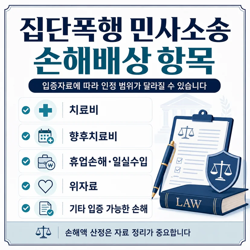 집단폭행 민사소송 사건 손해배상 항목