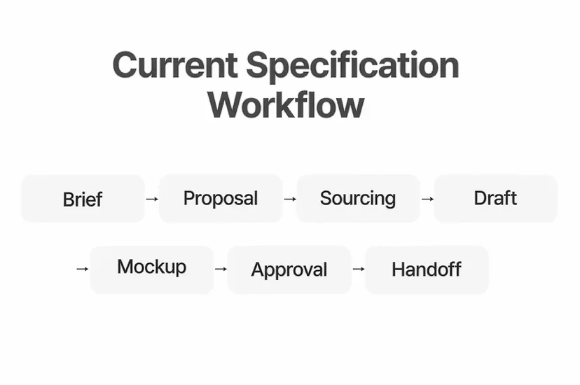 Current cosmetic container specification workflow