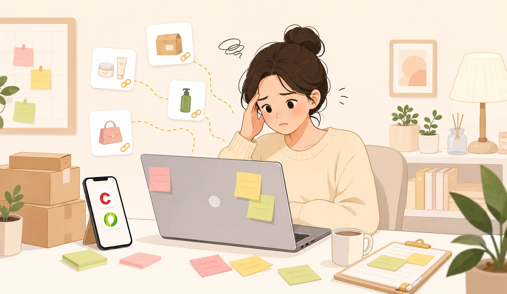 여러 플랫폼의 제휴 링크를 관리하느라 고민하는 크리에이터