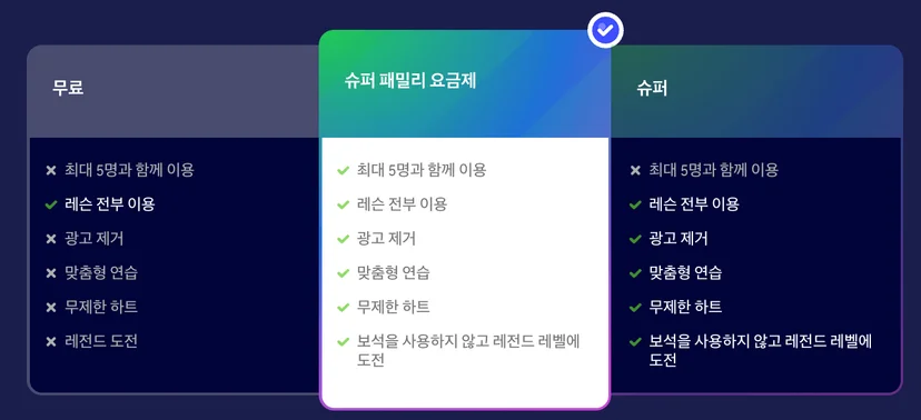 듀오룅고 요금제 종류