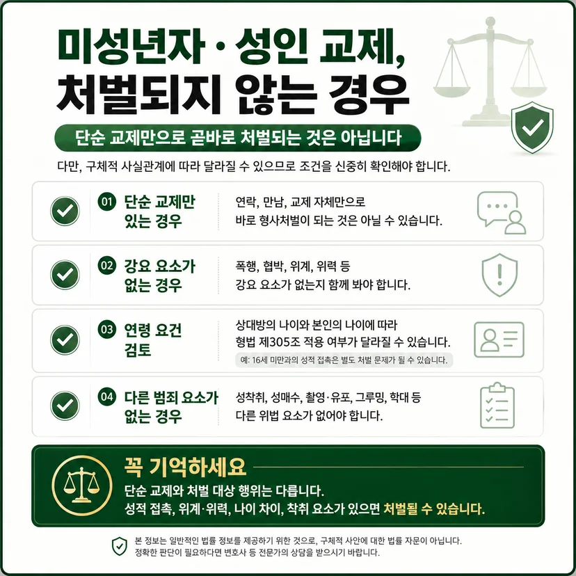 미성년자 성인 교제 처벌되지 않는 경우