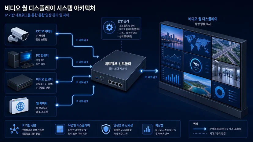  IPWALL 컨트롤러 프로세서 다양한 소스 통합 구성도