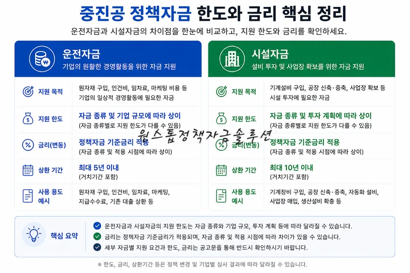 중진공 정책자금 한도와 금리 핵심 정리