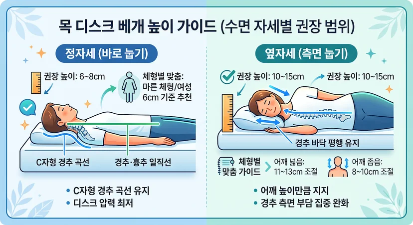 목 디스크 베개 높이 