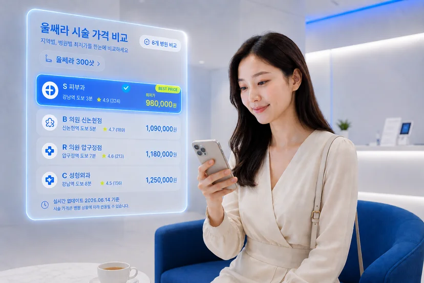 세이프닥 앱에서 확인한 가격 기준으로 시술받으실 수 있도록 안내합니다.