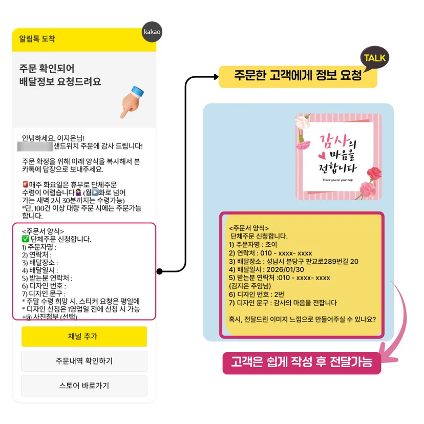 단체 케이터링 요청 알림톡