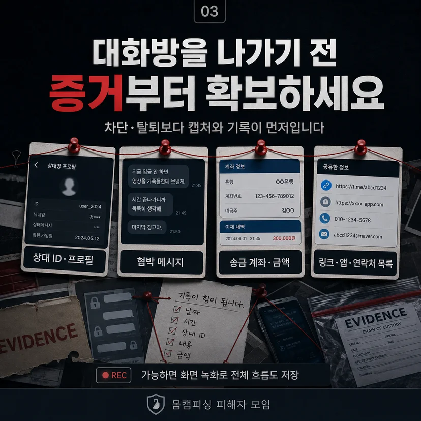 몸캠피씽 증거 확보