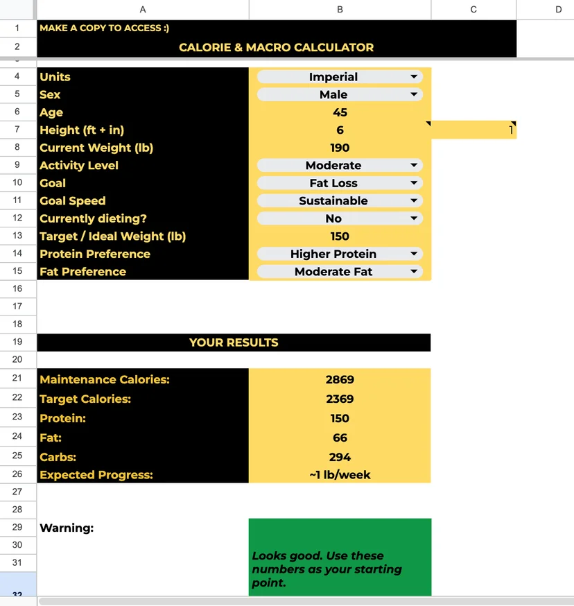 body recomposition macro calculator