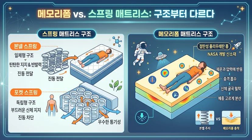 메모리폼과 스프링 차이