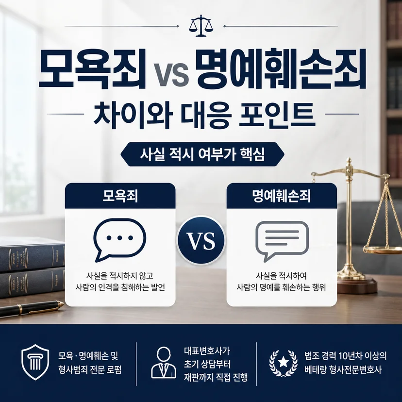 모욕죄와 명예훼손죄 차이