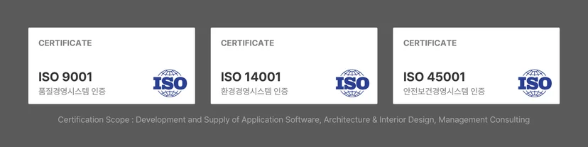 워크스페이스 ISO 9001·14001·45001 통합인증 — 품질·환경·안전보건경영시스템 국제표준 3종 동시 인증