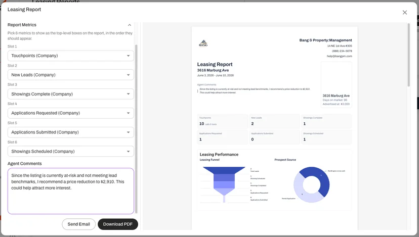 Owner reports now let you pick the six metrics that appear, and the order they show in.