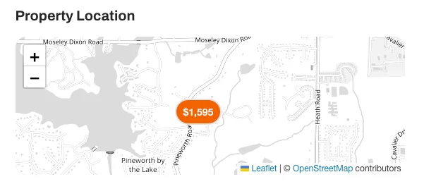 The public listing map now zooms in to show the surrounding neighborhood.