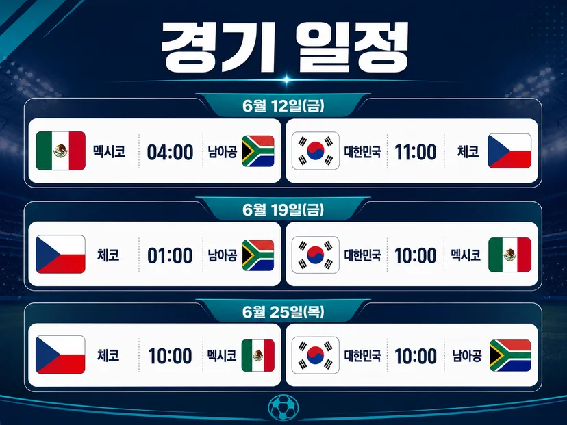 대한민국이 속한 2026 월드컵 A조 일정