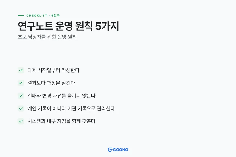 초보 담당자를 위한 연구노트 운영 원칙 5가지