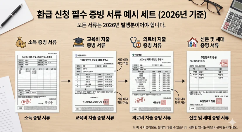 환급 신청 시 필요한 필수 증빙 서류 예시 세트