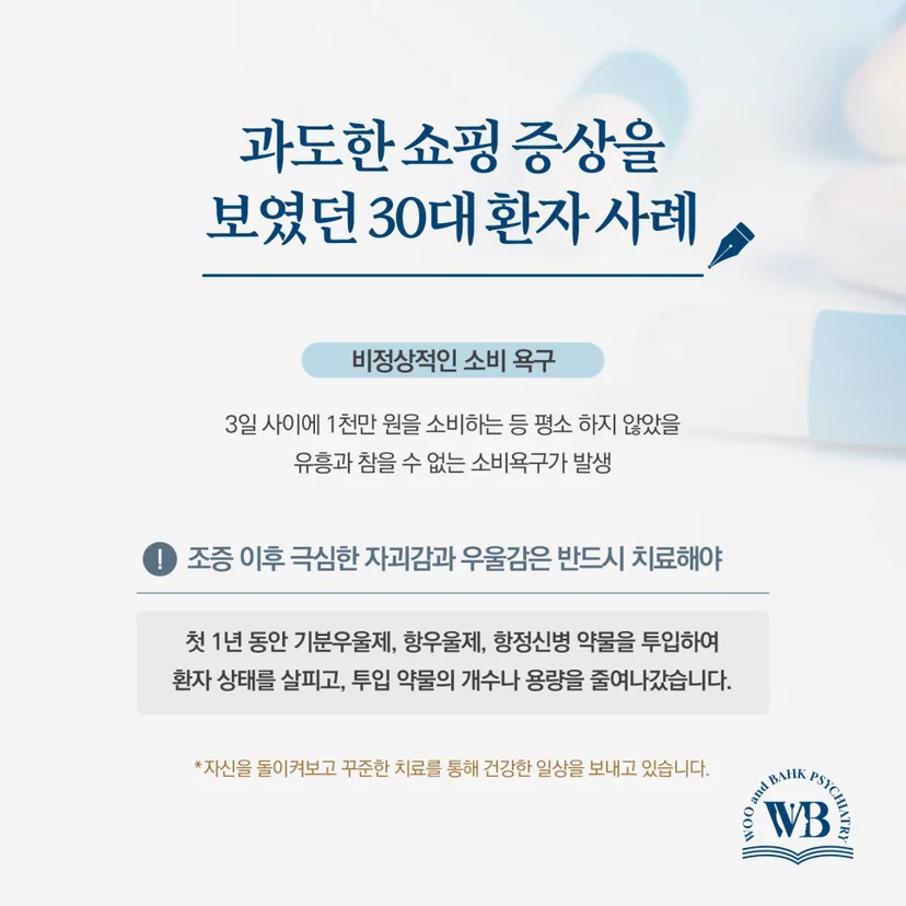 과도한 쇼핑 증상을 보였던 30대 환자 사례