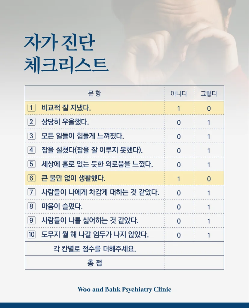 자가 진단 체크리스트