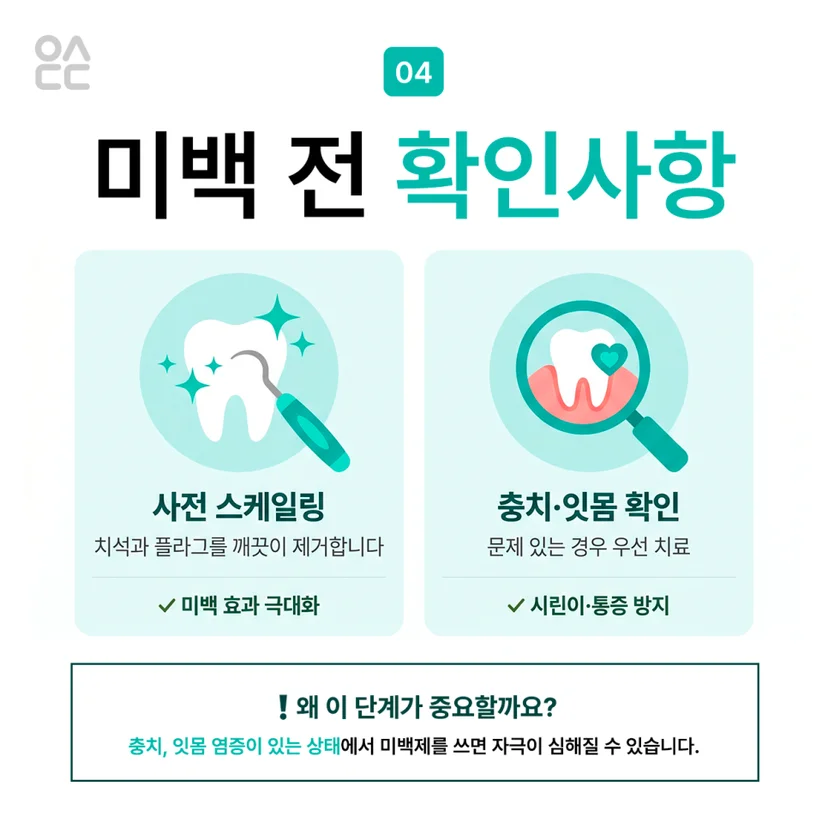 미백 전 확인사항
