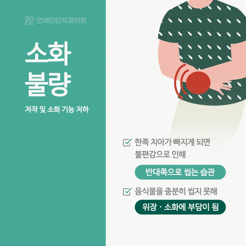 치아 상실 후 저작 및 소화 기능 저하