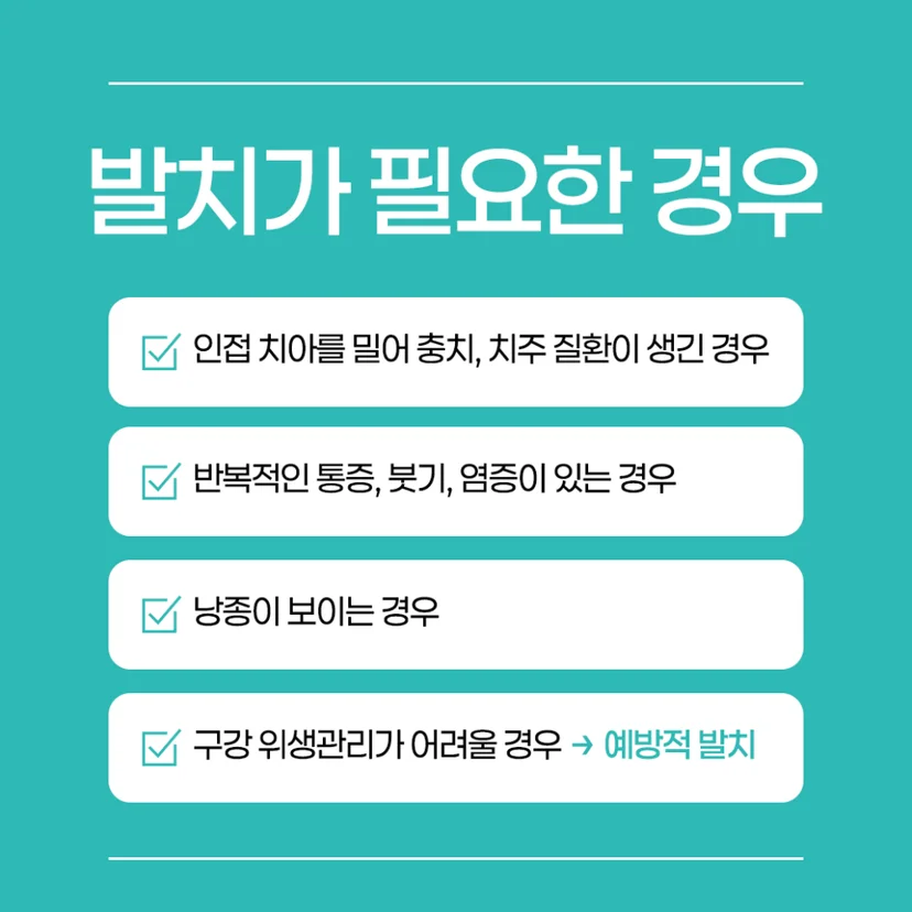 사랑니 발치가 필요한 경우