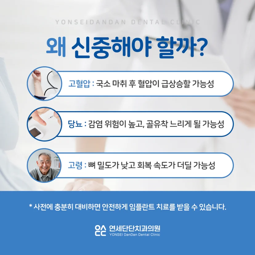 고혈압, 당뇨, 고령 임플란트 주의점