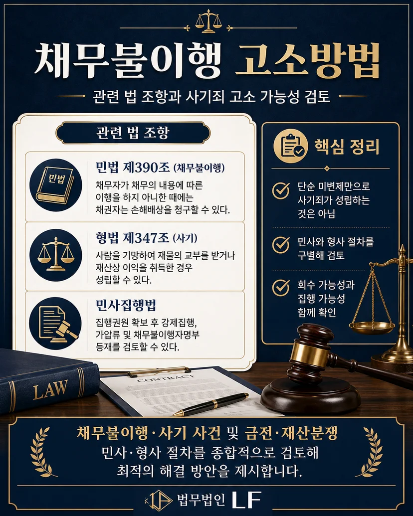 채무불이행 고소방법 민사회수절차 관련 법 조항