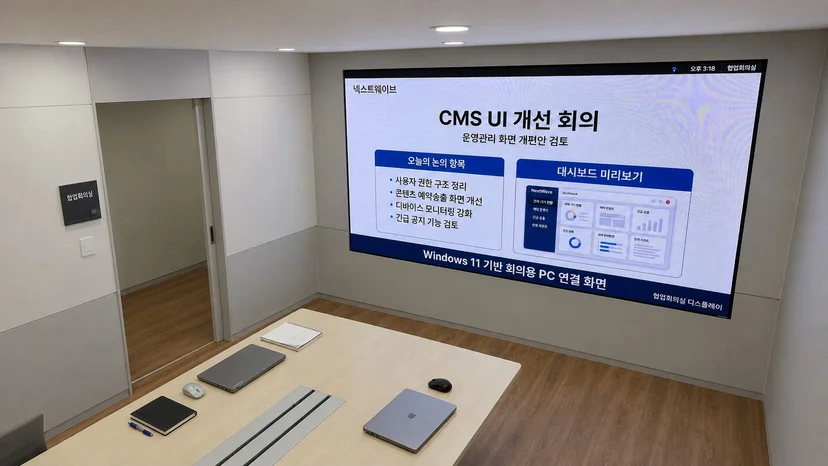 기업 회의실 PPT용 LED 전광판 설치사례