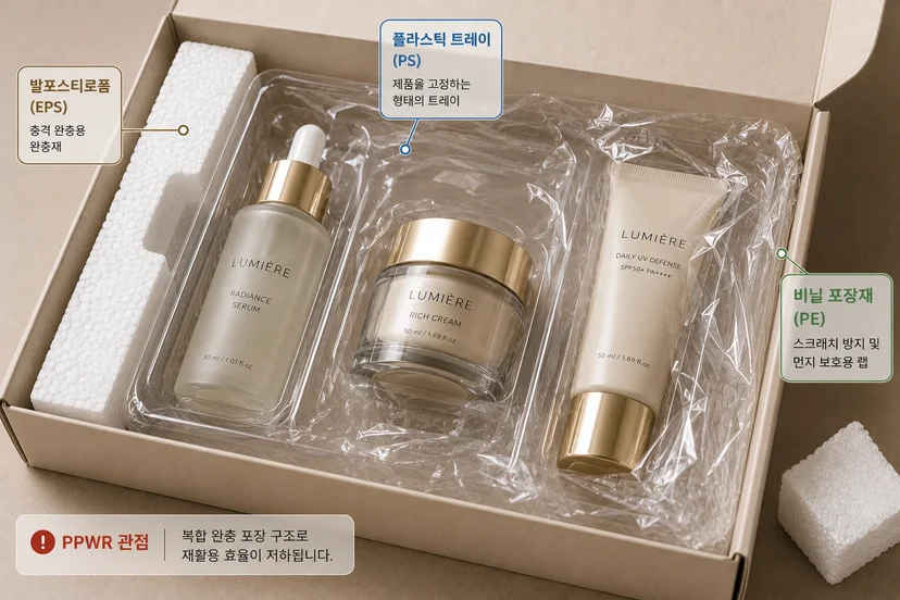 분리 배출이 어려워 친환경 전환이 필요한 플라스틱 트레이·비닐 포장재