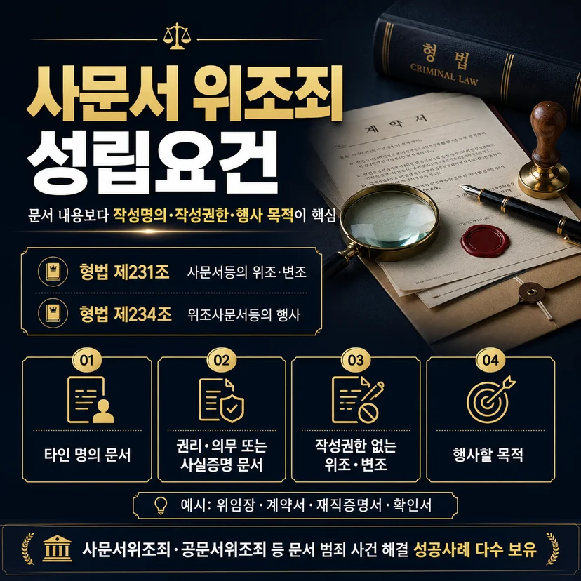 사문서 위조죄 성립요건