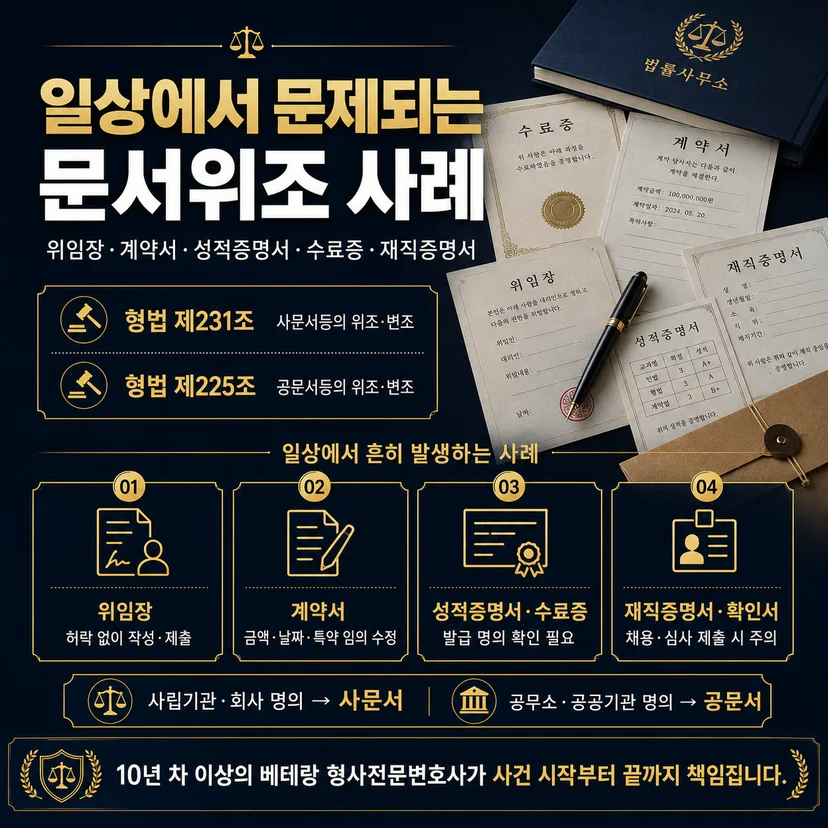 사문서위조죄 사건 유형