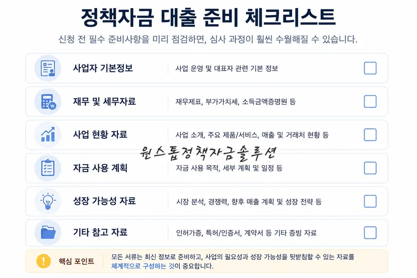 중소기업 정책자금 대출 준비 체크리스트