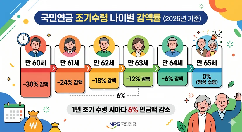 국민연금 조기수령 나이별 감액률 