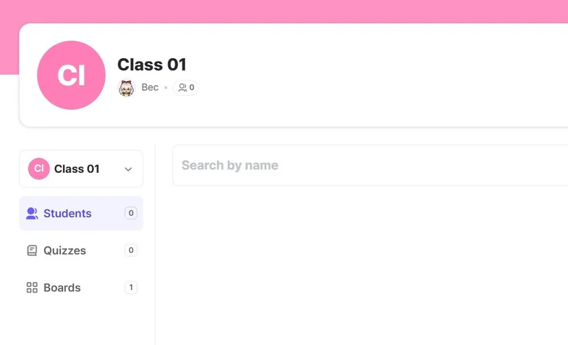 A teacher’s dashboard displaying classes, students, quizzes, and boards for classroom management.