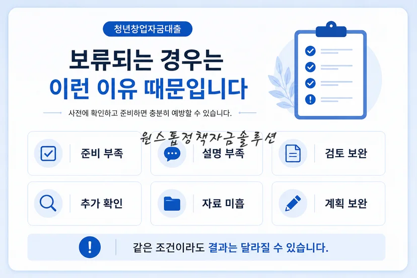 청년창업자금대출 보류 사유