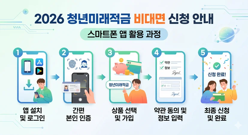 스마트폰 앱을 활용한 청년미래적금 비대면 신청 과정