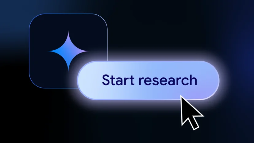 어두운 배경에 Start research라는 버튼과 함께 마우스커서가 올려져 있는 이미지
