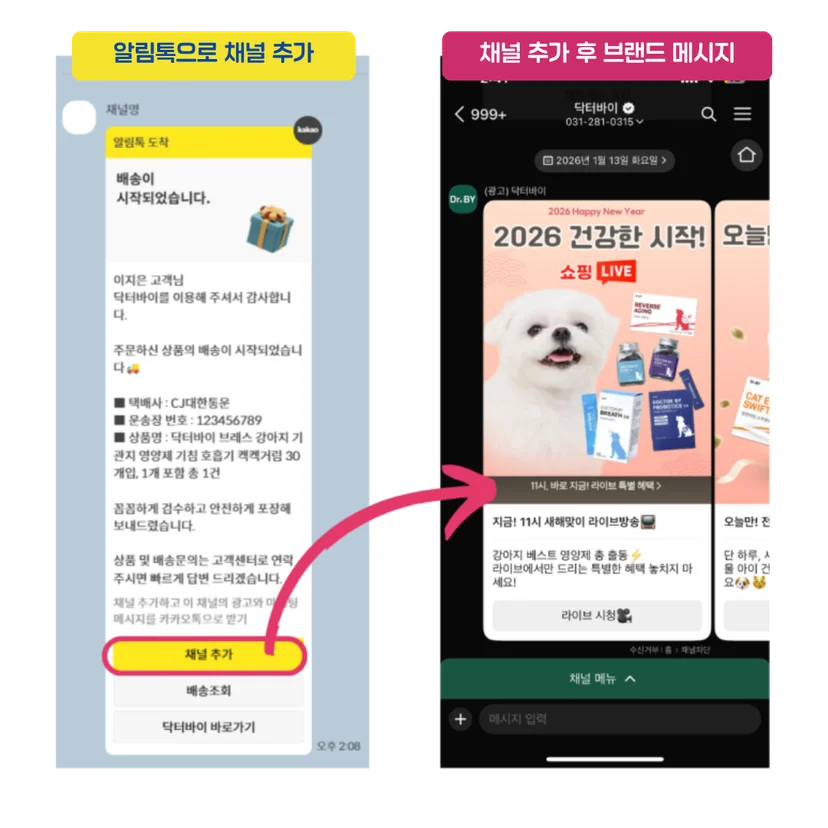 알림톡 이후 브랜드 메시지 발송 예시